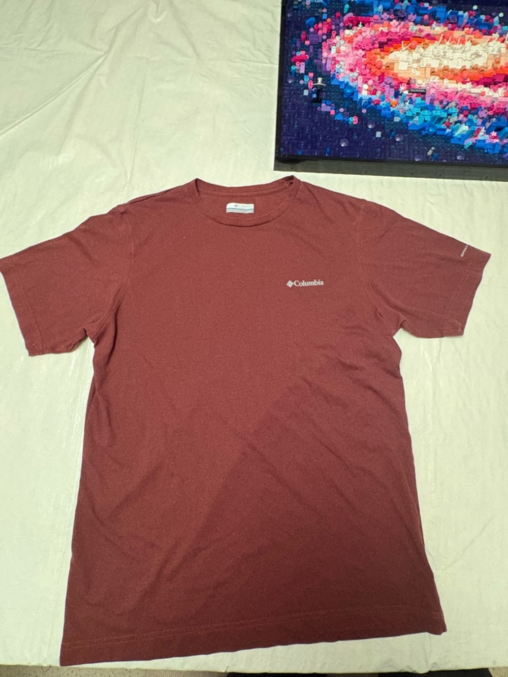 Columbia Men’s Omni-Wick Short Sleeve Crew Tee, Burgundy-Red, Size Medium
